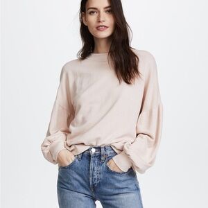 Joie Isae Balloon-sleeve Cotton Sweatshirt-Soft Pink
